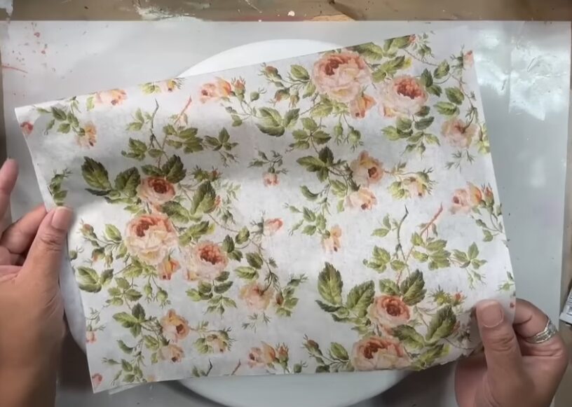 Roycycled Burlap Roses Decoupage Paper.