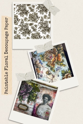 Mixed Media and Art Journal project pieces examples using Roycycled Paintable Floral Decoupage Paper.